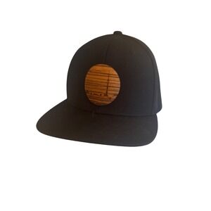 Skyline Wood Patch Black Snapback Hat With‎ Wood Accent MKO adjustable